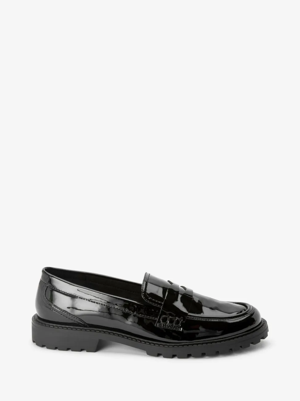 Black Patent Chunky Loafer Shoes