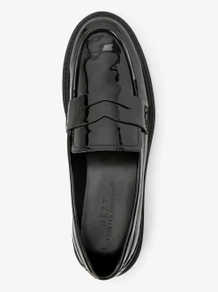 Black Patent Chunky Loafer Shoes