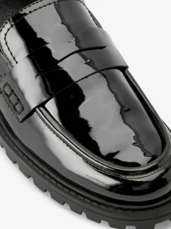 Black Patent Chunky Loafer Shoes