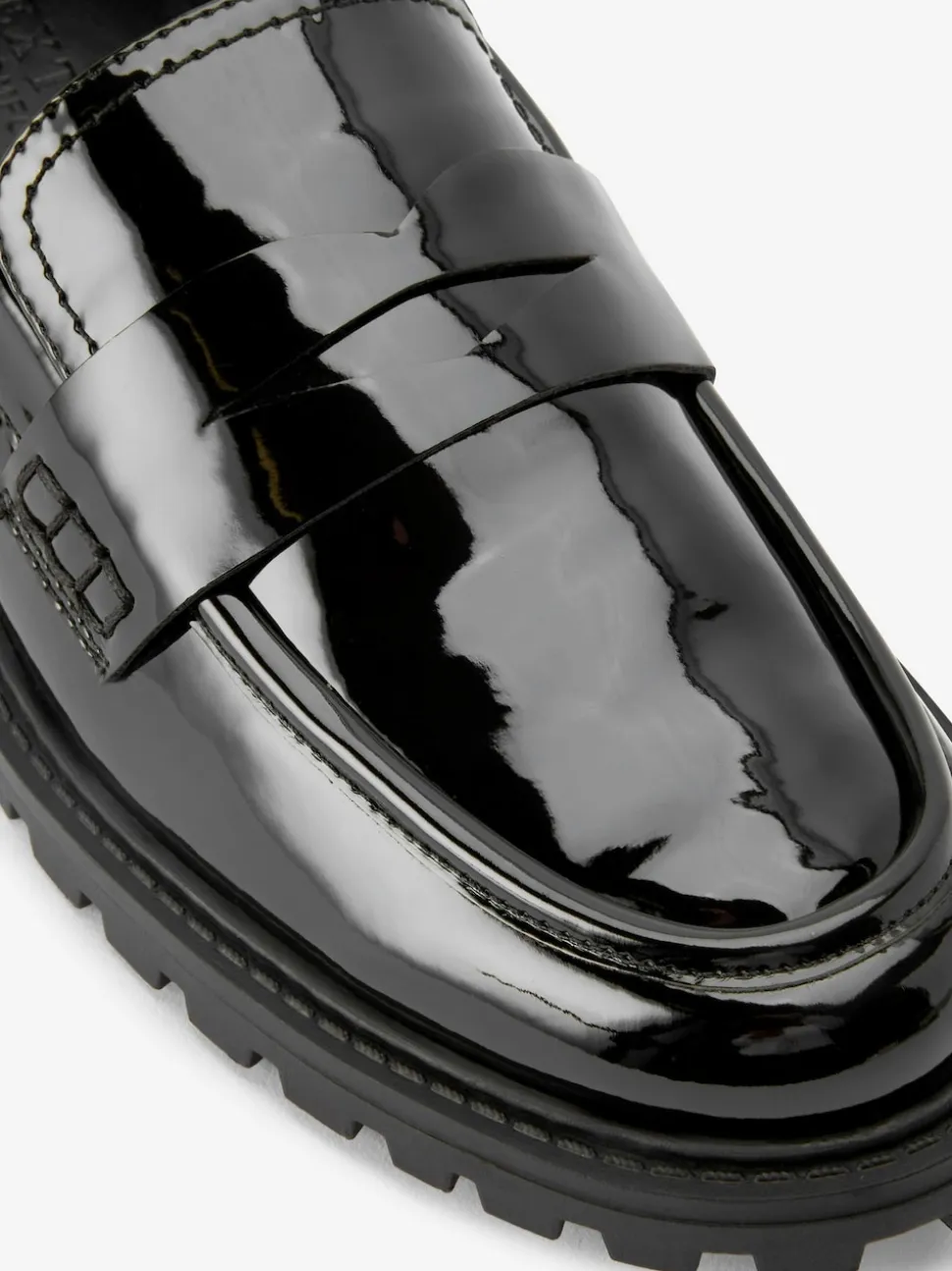 Black Patent Chunky Loafer Shoes