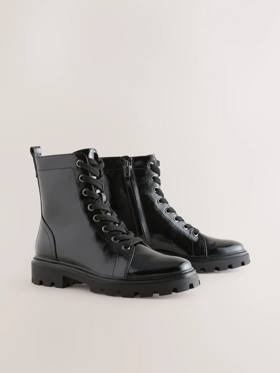 Black Patent Extra Wide Fit Forever Comfort® Lace-Up Boots