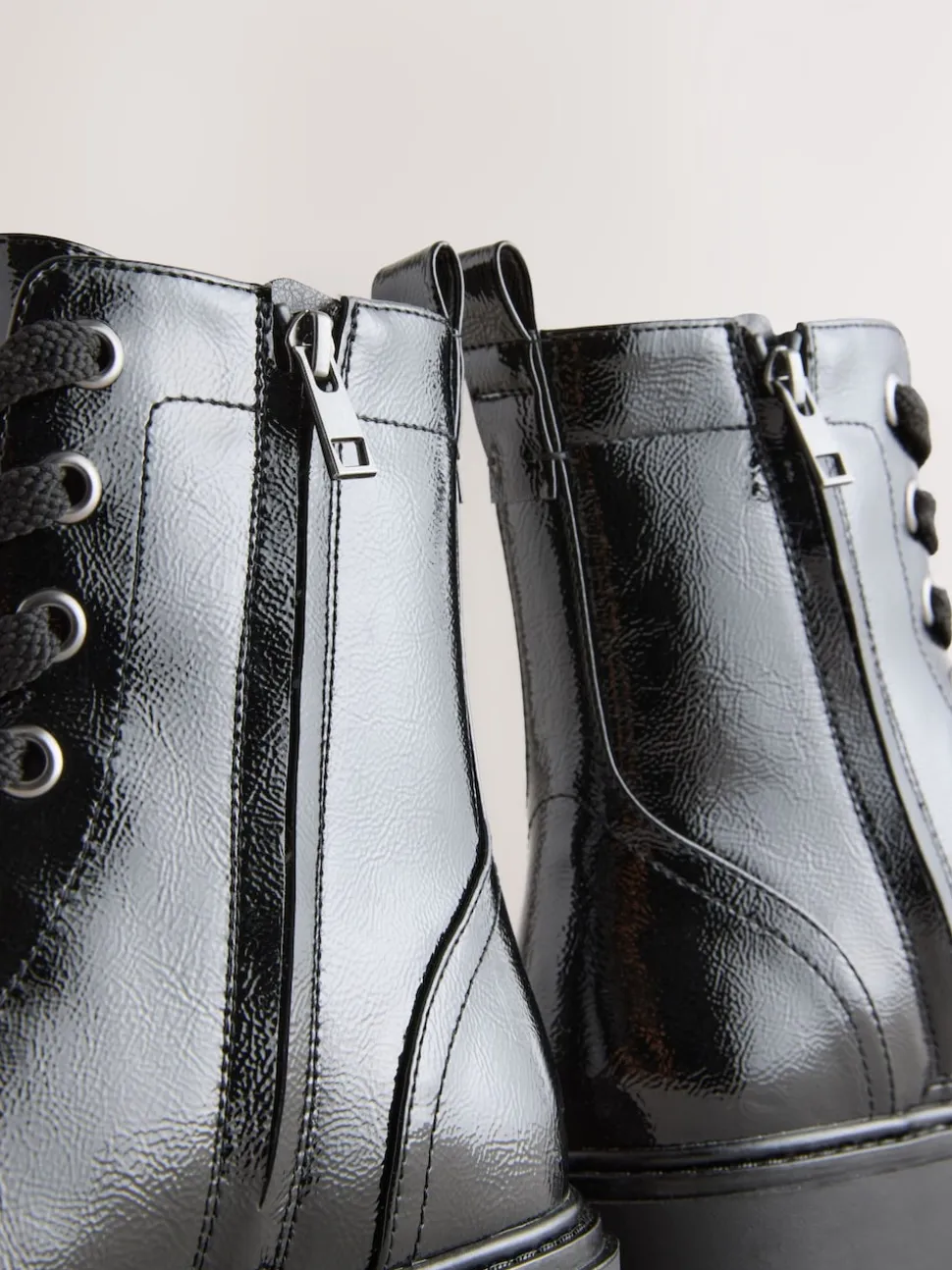 Black Patent Extra Wide Fit Forever Comfort® Lace-Up Boots