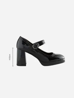 Black Patent Forever Comfort® Brogue Mary Jane Platform Block Heels