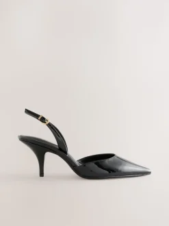 Black Patent Forever Comfort® Pointed Toe Curvy Slingback Heels