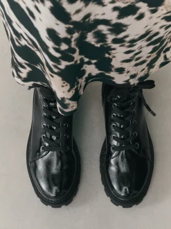 Black Patent Standard/Wide Fit Forever Comfort® Lace-Up Boots