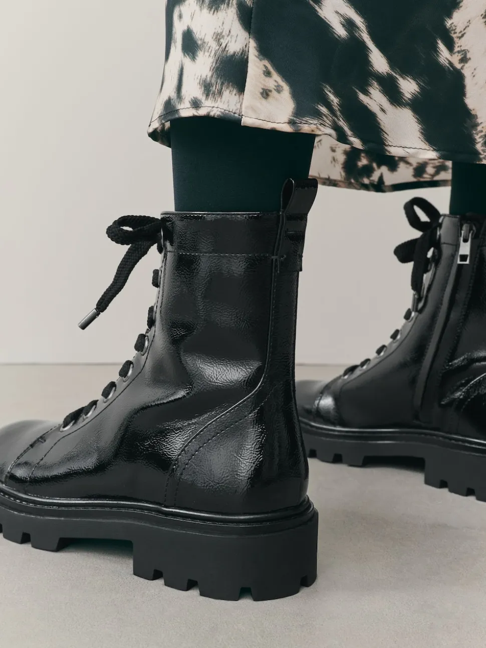 Black Patent Standard/Wide Fit Forever Comfort® Lace-Up Boots