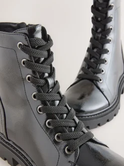 Black Patent Standard/Wide Fit Forever Comfort® Lace-Up Boots