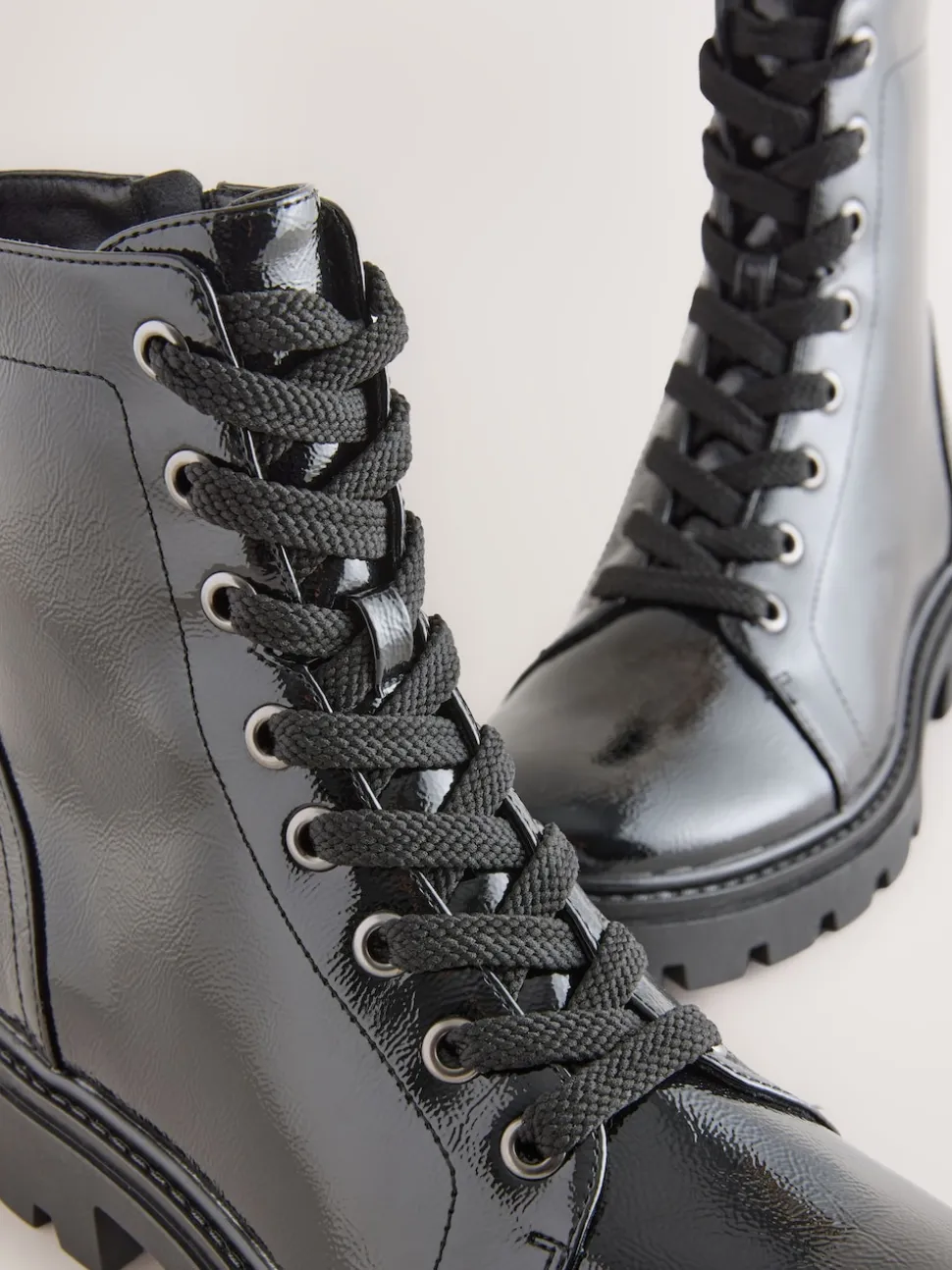 Black Patent Standard/Wide Fit Forever Comfort® Lace-Up Boots