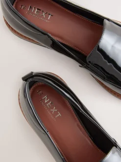 Black Patent Standard/Wide Fit Forever Comfort® Slip On Clean Chunky Sole Loafers