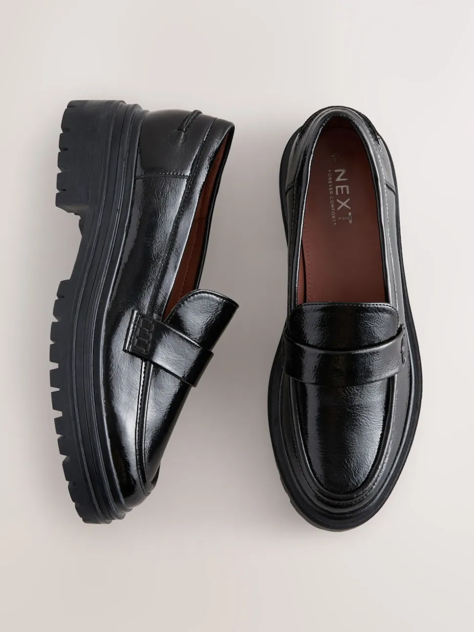 Black Patent Standard/Wide Fit Chunky Loafers