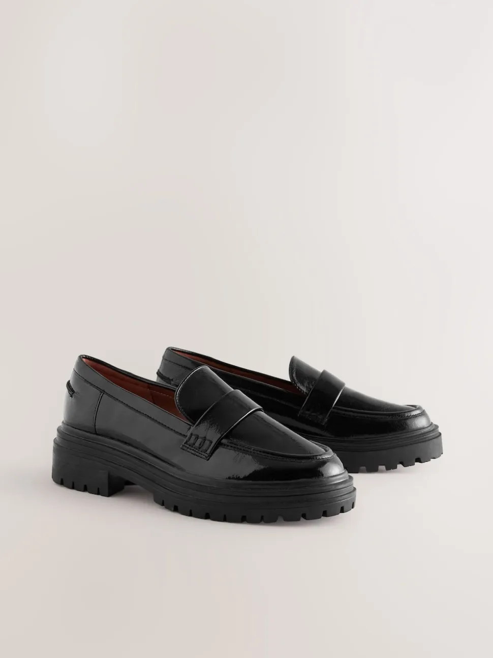 Black Patent Standard/Wide Fit Chunky Loafers