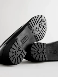 Black Patent Tassel Hardware Detail Loafers