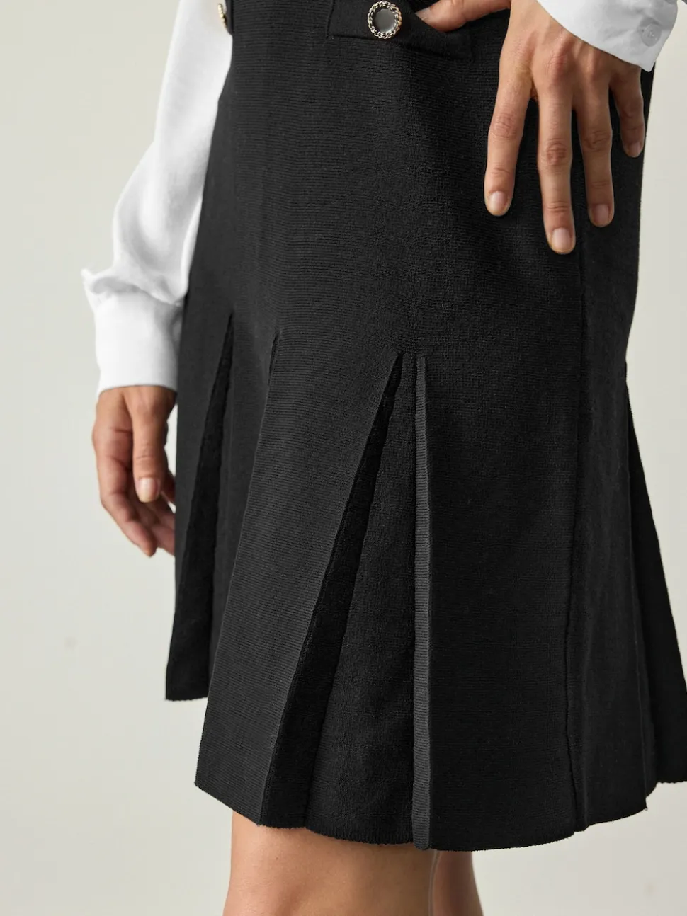 Black Pinafore Layered Knitted Dress