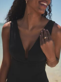 Black Plunge Shaping Tummy Control Swimsuit