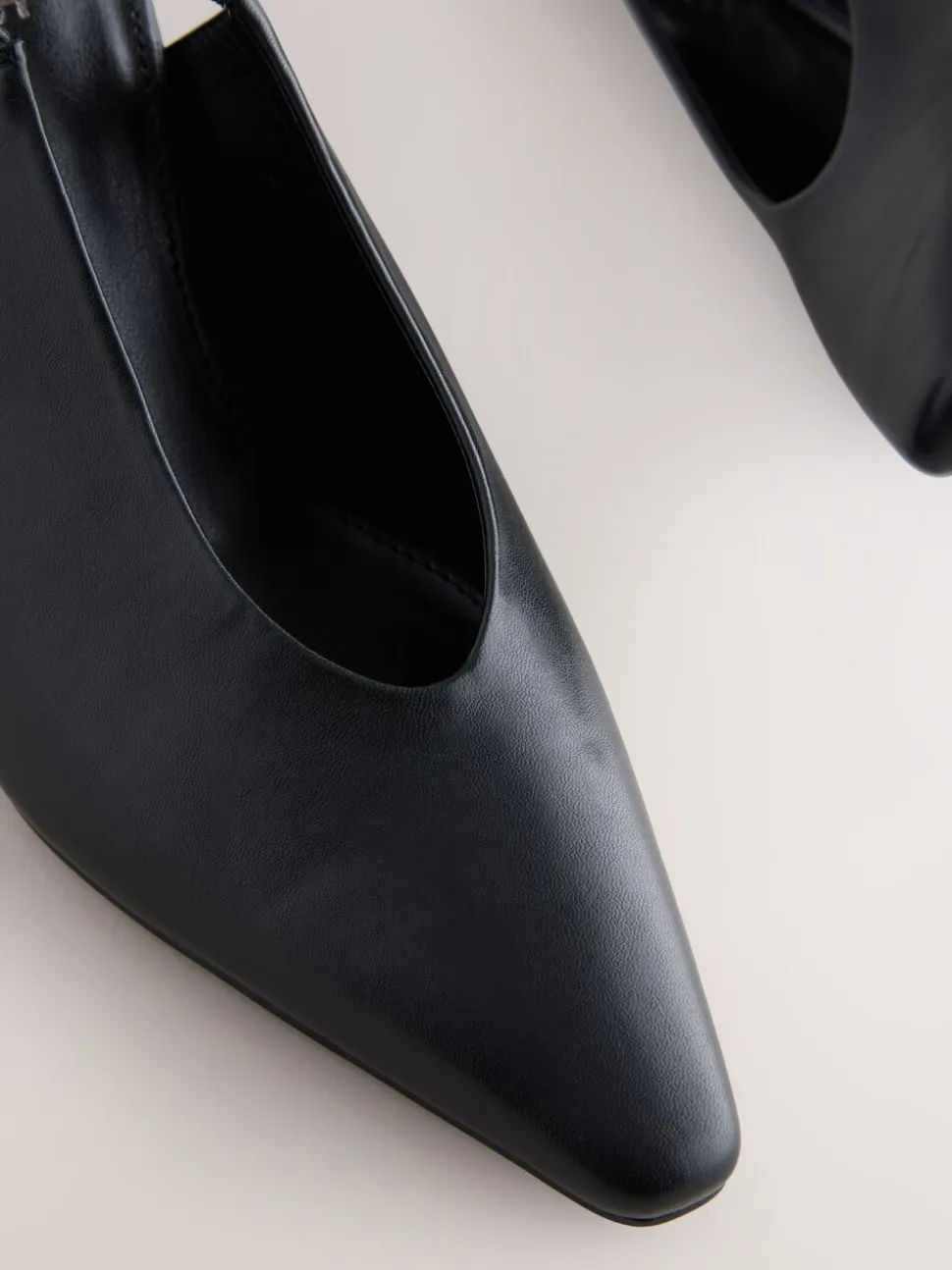 Black Pointed Toe High Cut Slingback Heels