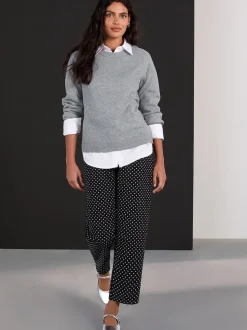Black Polka Dot Straight Leg Jeans