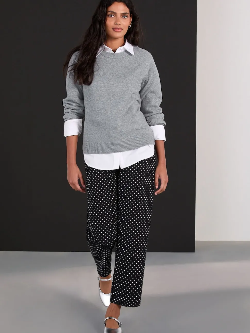 Black Polka Dot Straight Leg Jeans