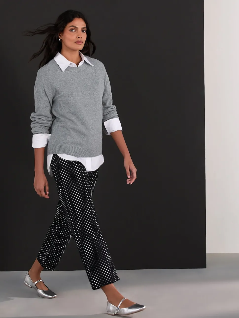 Black Polka Dot Straight Leg Jeans