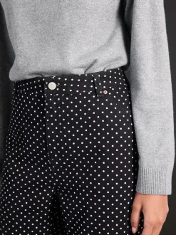 Black Polka Dot Straight Leg Jeans