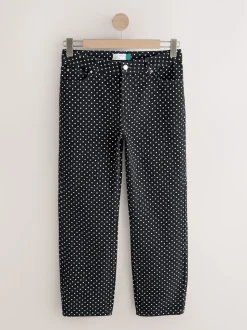 Black Polka Dot Straight Leg Jeans