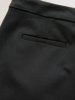 Black Ponte Wide Leg Trousers With Gold Button Detailing