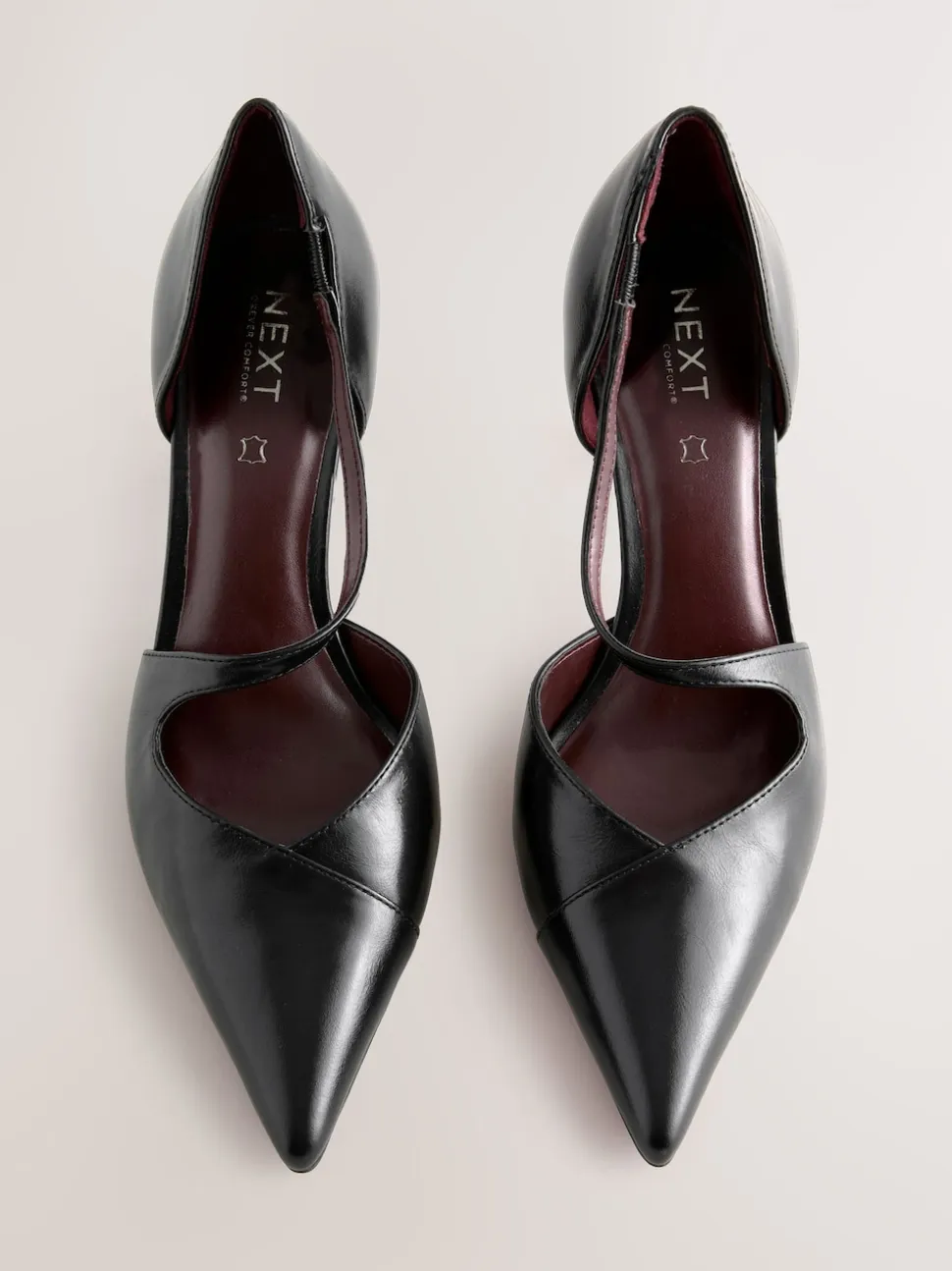 Black Premium Leather Asymmetric Court Heels