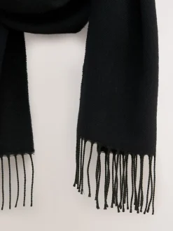 Black Premium Made in Italy Midweight Scarf with Containing Wool