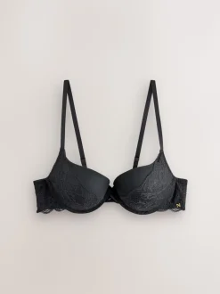 Black Push Up Pad Plunge A-D Wow Triple Boost Lace Multiway Bra