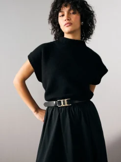 Black Regular Statement Buckle Leather Belt