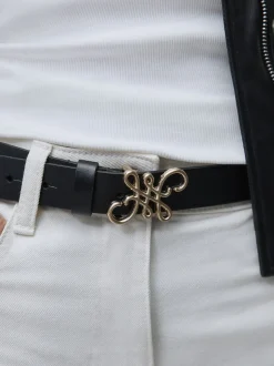 Black Regular Statement Buckle Leather Belt