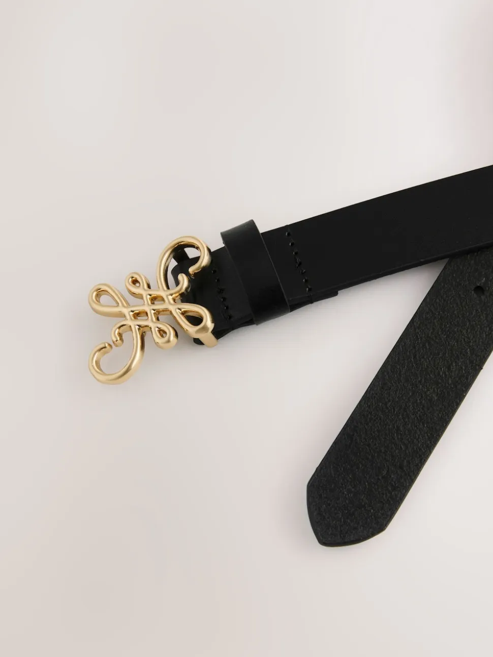 Black Regular Statement Buckle Leather Belt