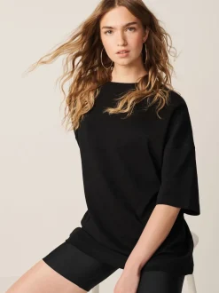 Black Relaxed Fit Heavyweight Longline T-Shirt