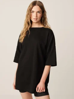 Black Relaxed Fit Heavyweight Longline T-Shirt