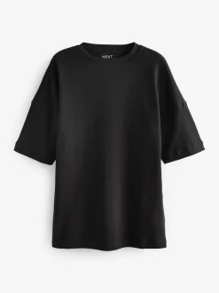 Black Relaxed Fit Heavyweight Longline T-Shirt