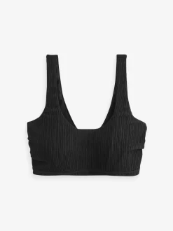 Black Rib DD+ Wired Crop Bikini Top