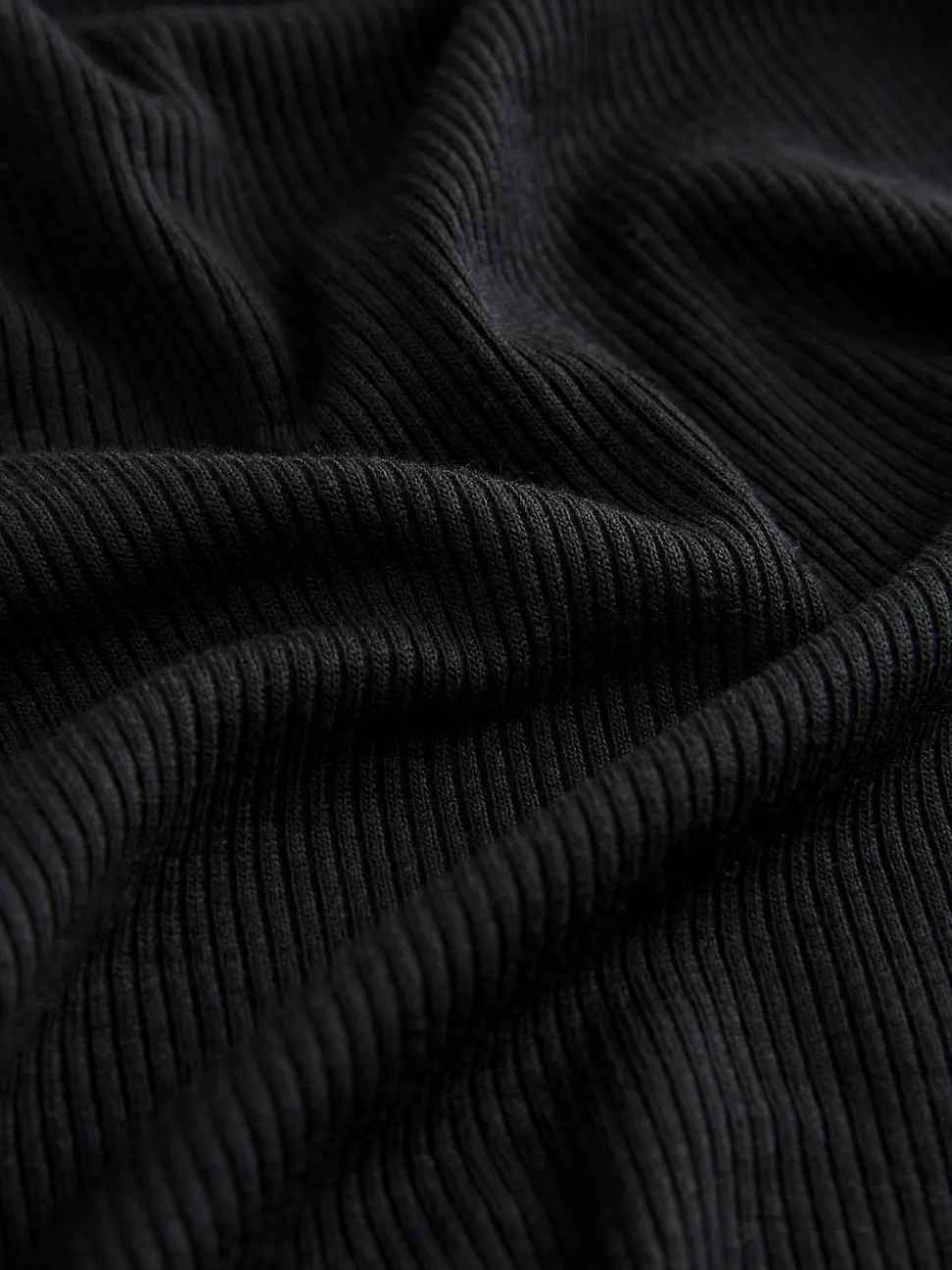 Black Ribbed Long Sleeve Pyjamas