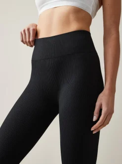 Black Ribbed Seamless High Waist Leggings