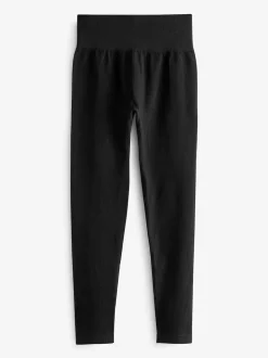 Black Ribbed Seamless High Waist Leggings