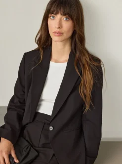 Black Sculpting Single Breasted Tailored Blazer