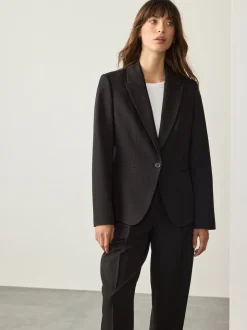 Black Sculpting Single Breasted Tailored Blazer