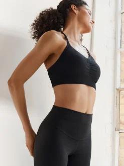 Black Seamless Strappy Sports Bra