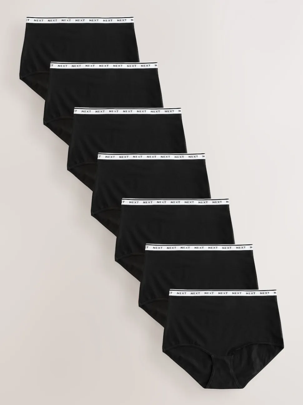 Black Short Cotton Logo Knickers 7 Pack