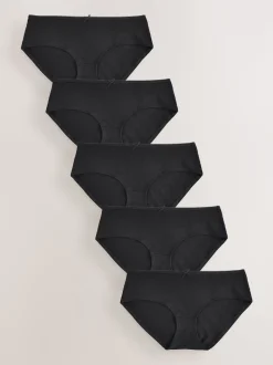 Black Short Cotton Rich Knickers 5 Pack