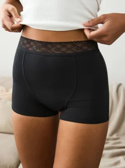 Black Short Medium Flow Period Knickers 2 Pack