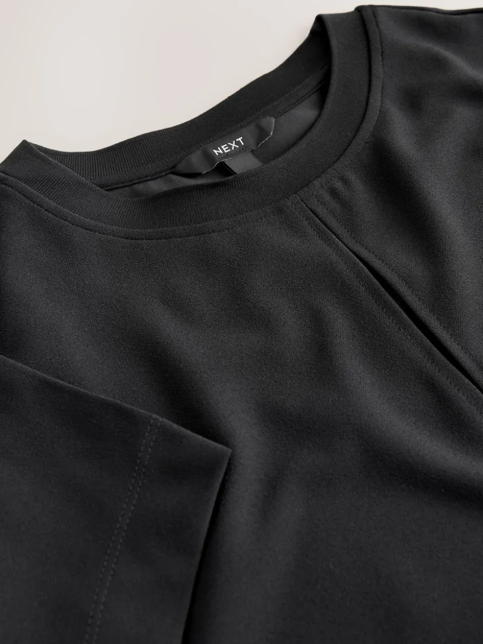 Black Short Sleeve Keyhole Crew Neck Top