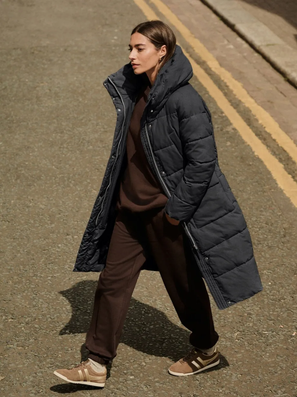 Black Shower Resistant Padded Hooded Longline Coat