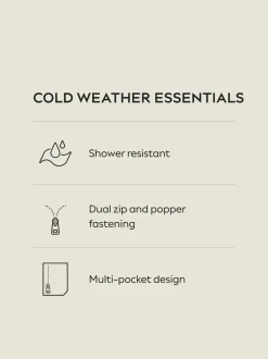 Black Shower Resistant Padded Hooded Longline Coat