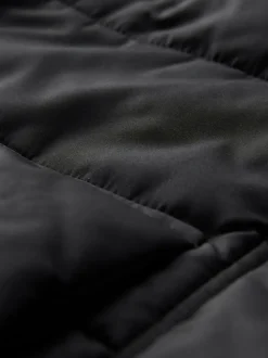 Black Shower Resistant Padded Hooded Longline Coat