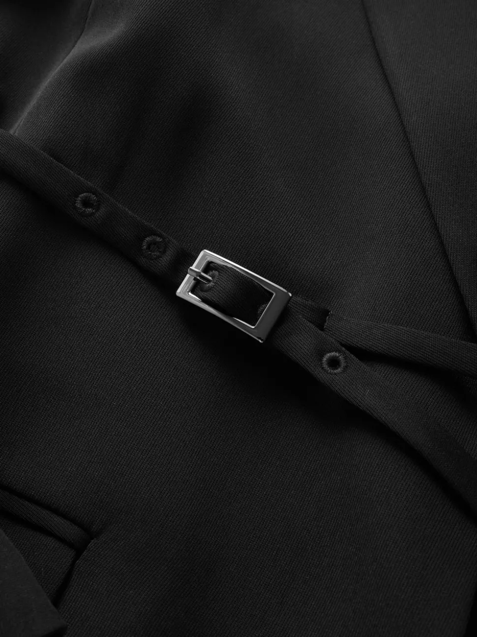 Black Single Breasted Skinny Belt Blazer