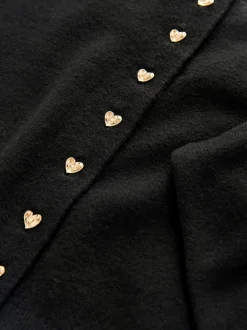 Black Slim Supersoft Crew Neck Cardigan with Wool